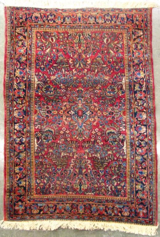 Appraisal: Handmade Oriental Area Rug Nain design red field with blue