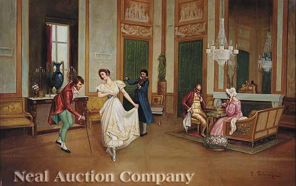 Appraisal: F Falanja Italian th c The Dancing Lesson oil on