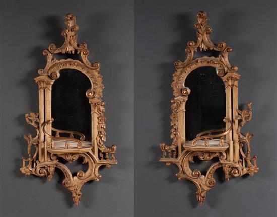 Appraisal: Pair of George II style Chinese Chippendale style gesso giltwood