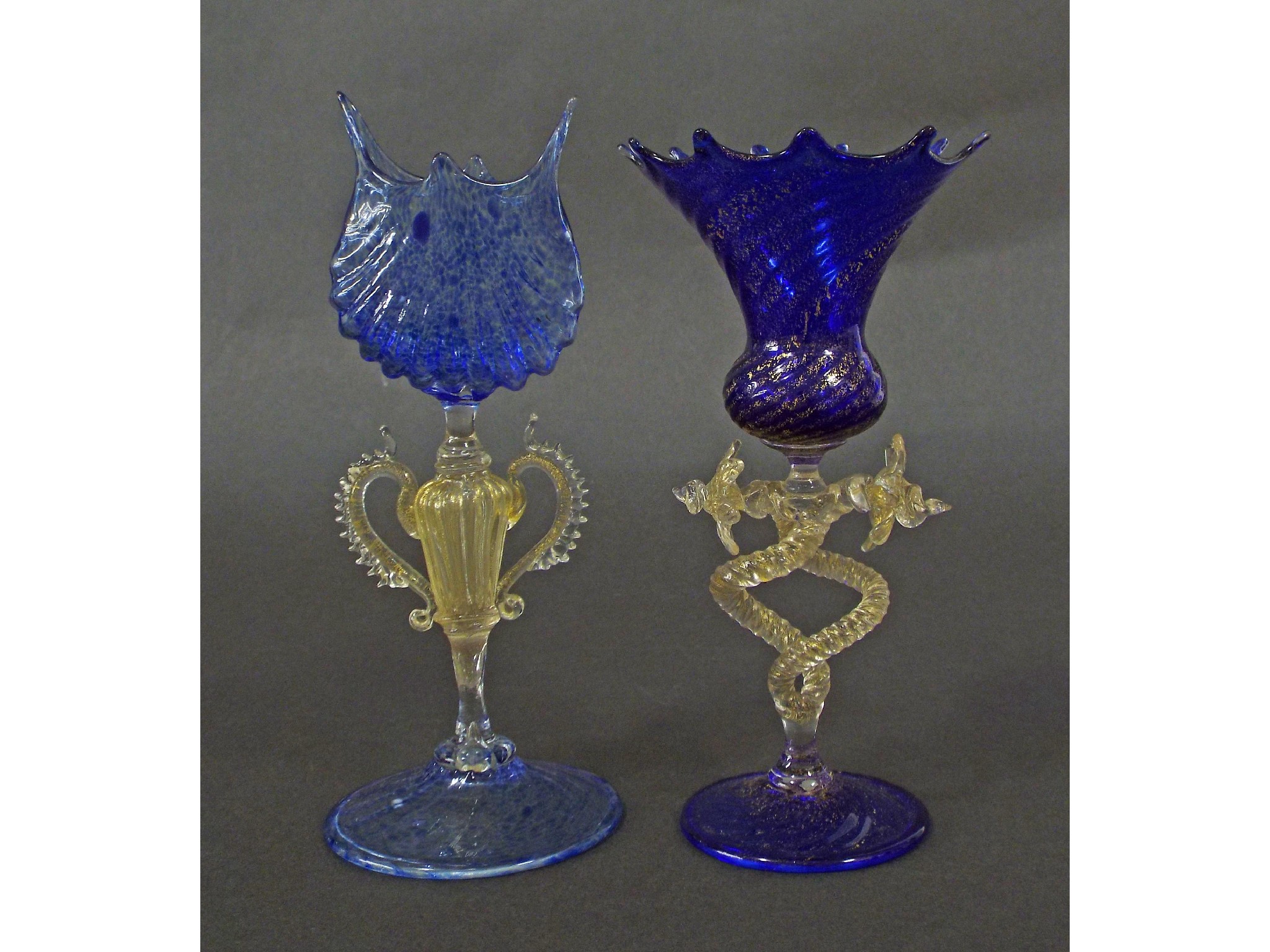 Appraisal: Interesting Venetian cordial glass with flared bowl and intertwined latticino