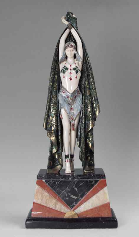 Appraisal: PAINTED ART DECO BRONZE AND IVORY SCULPTURE AFTER CHIPARUS ''