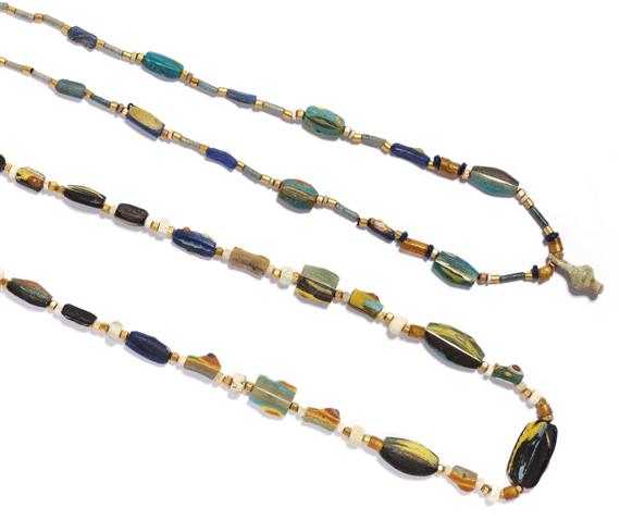 Appraisal: LOT P TE DE VERRE AND FAIENCE SAUTOIR AND NECKLACE