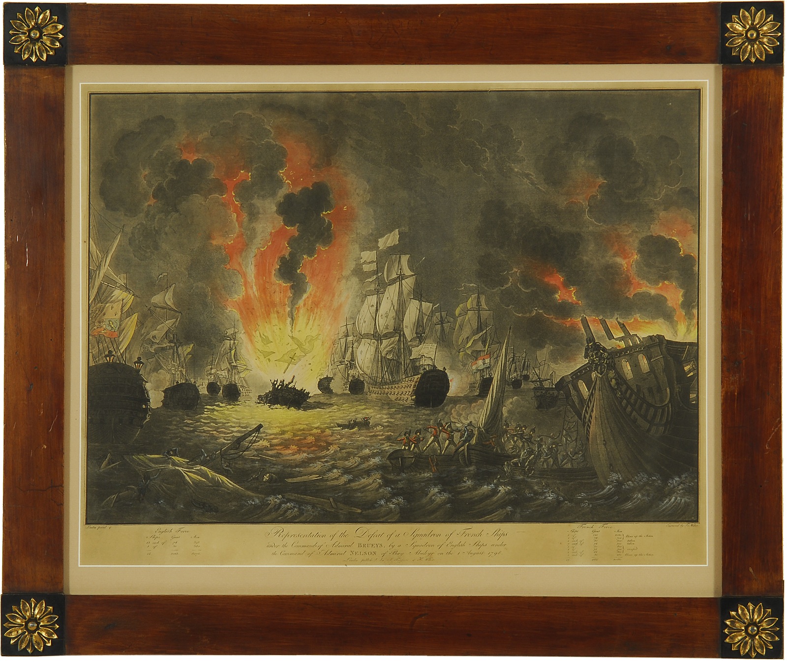 Appraisal: FRAMED HAND-COLORED LITHOGRAPH th CenturyRepresentation of the Defeat of a