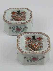 Appraisal: A pair of Chinese export armorial salt each c x