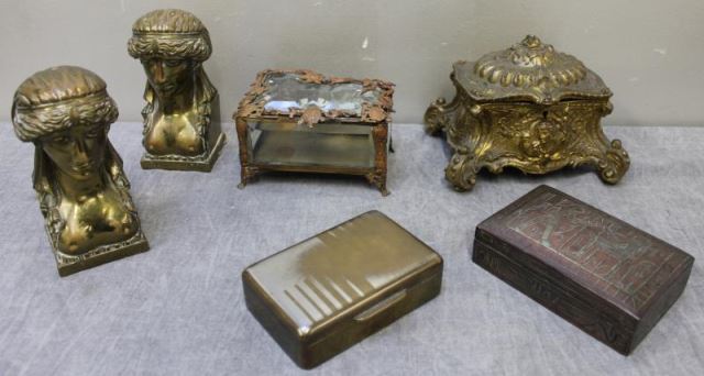 Appraisal: Lot of Miscellaneous Gilt Metal Boxes Includes a Rococo style