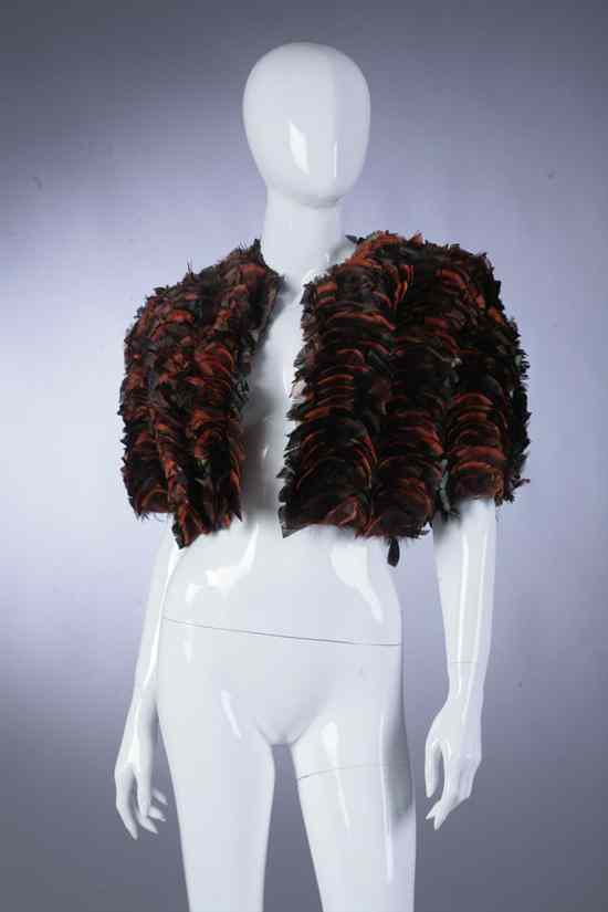 Appraisal: CHRISTIAN DIOR FEATHERED BOLERO JACKET Retailed by Saks Fifth Avenue