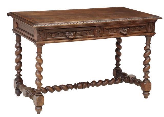 Appraisal: French Henri II style carved oak desk late th c