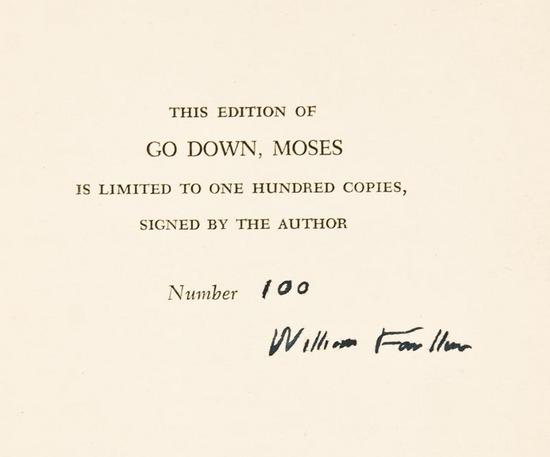 Appraisal: FAULKNER William - Go Down Moses New York Random House