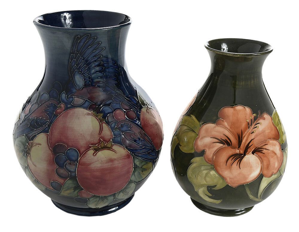 Appraisal: Two Moorcroft Floral and Fruit Decorated Vases British th century