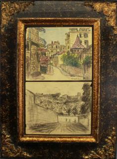 Appraisal: Framed th C Drawings of European Town Framed th C