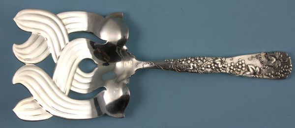 Appraisal: Tiffany Co sterling silver asparagus server having grapevine pattern with