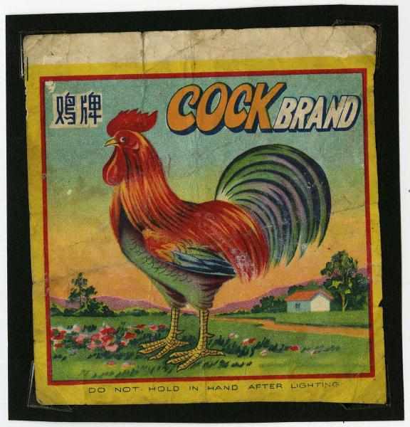 Appraisal: Cock Brand Firecrackers Label Primitive image Condition Very Good Size