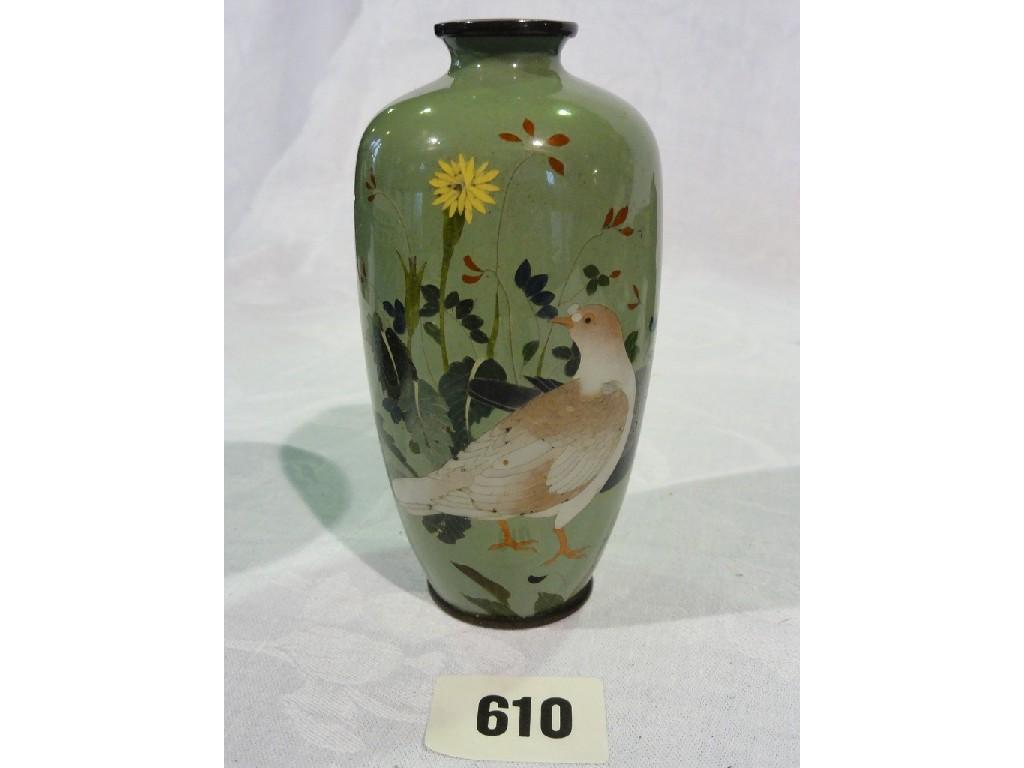 Appraisal: A good quality cloisonn vase of oviform shape with celadon