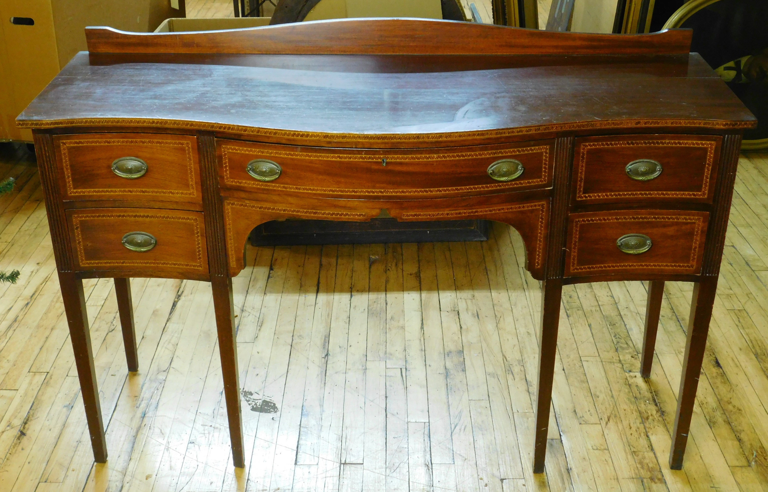 Appraisal: th c sideboard with serpentine front worn from use x