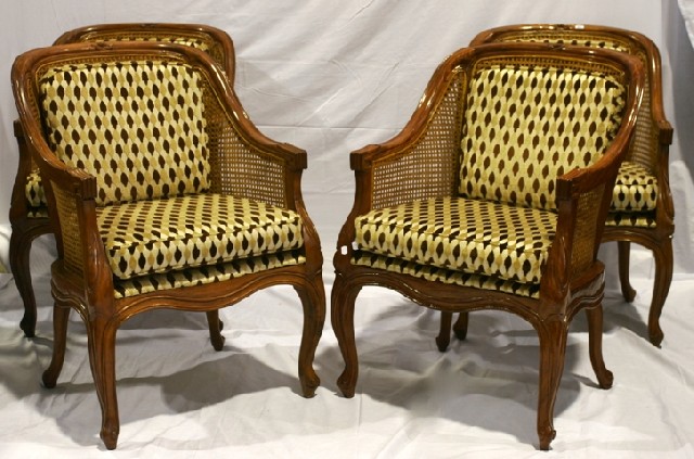 Appraisal: A set of four Louis XV style caned armchairs