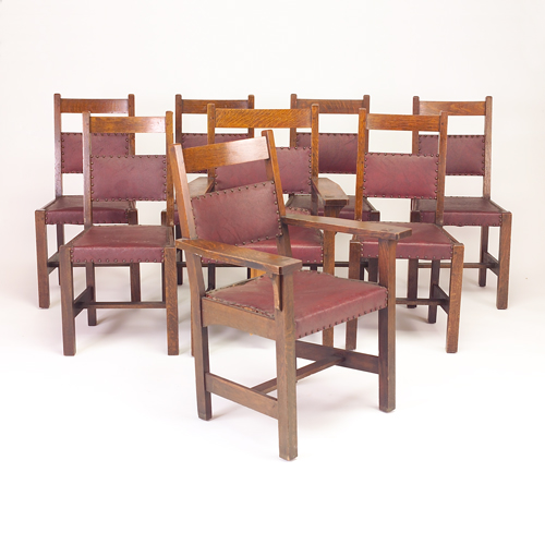 Appraisal: Arts Crafts set of eight dining chairs two arm -