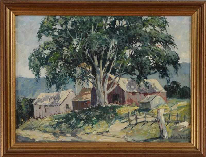 Appraisal: AMERICAN SCHOOL BARNS IN SUMMER'S LIGHT Oil on board signed