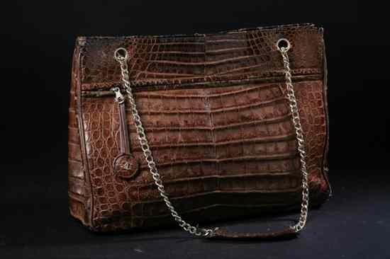 Appraisal: CHANEL BROWN CROCODILE HANDBAG Made in Italy serial Brown leather