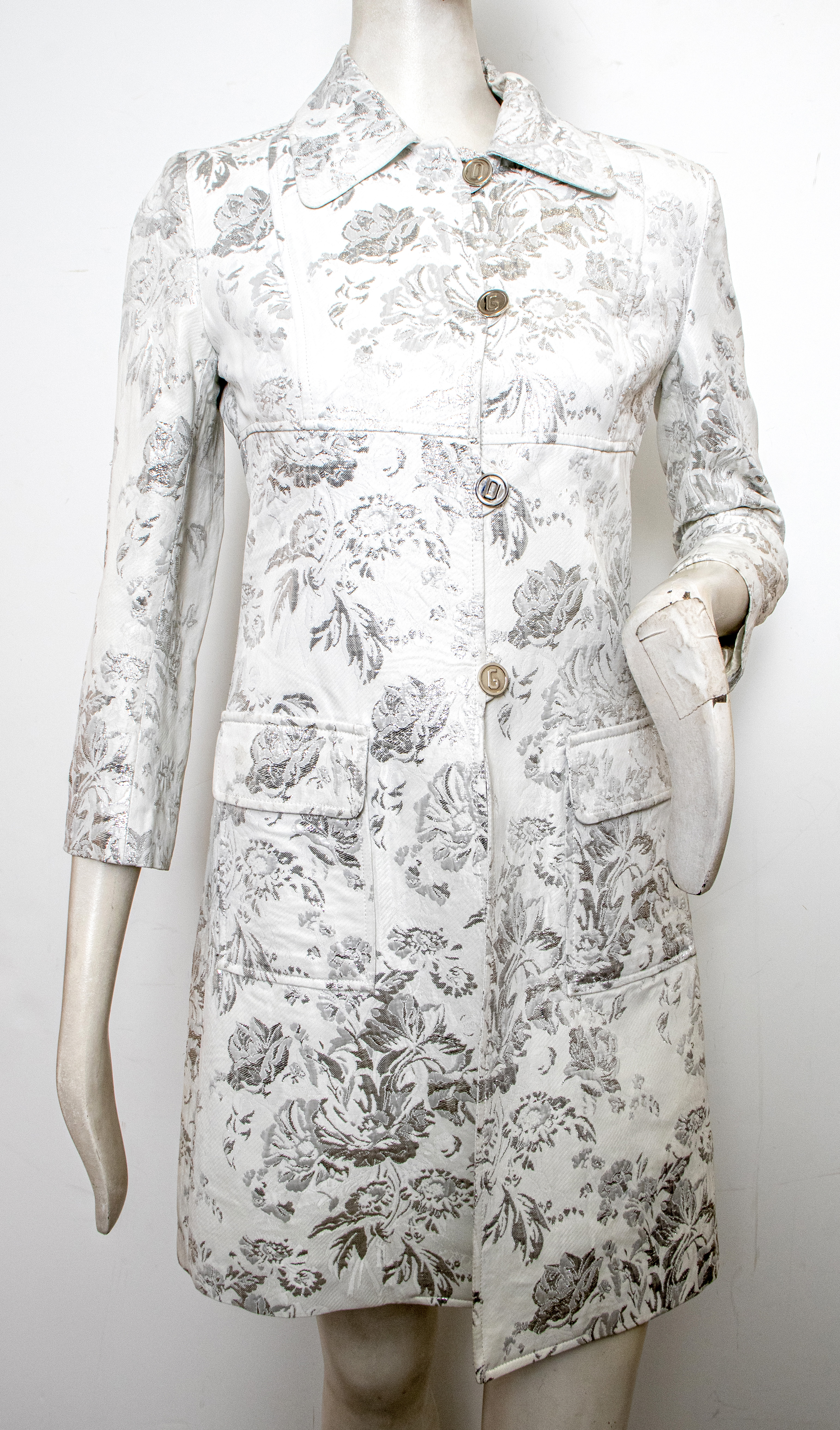 Appraisal: DOLCE GABBANA SILVER BROCADE JACKET Dolce Gabbana silver brocade jacket