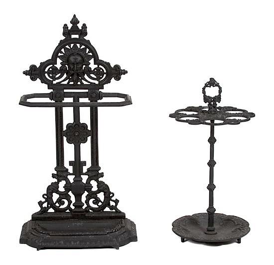 Appraisal: Two Victorian Style Cast Iron Umbrella Stands Height of largest