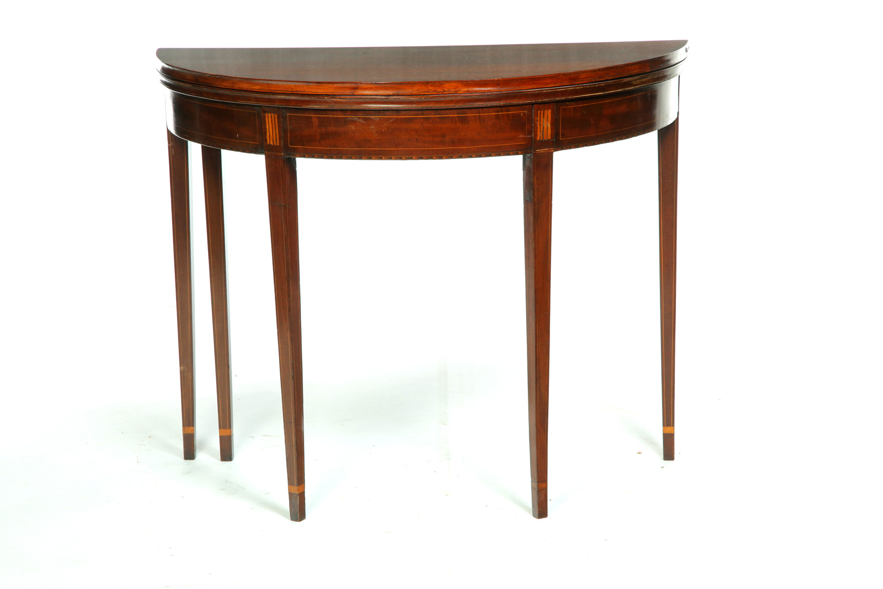 Appraisal: AMERICAN HEPPLEWHITE INLAID CARD TABLE Early th century mahogany veneer