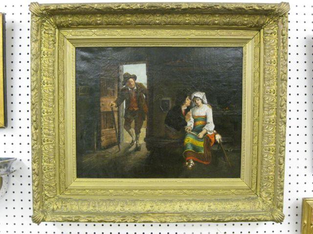 Appraisal: Victorian Oil on Canvas Unhappy Father image area x period