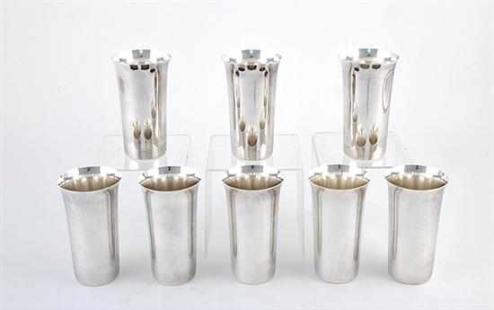 Appraisal: Set of eight American sterling tumblers Baker Manchester flared cylinder