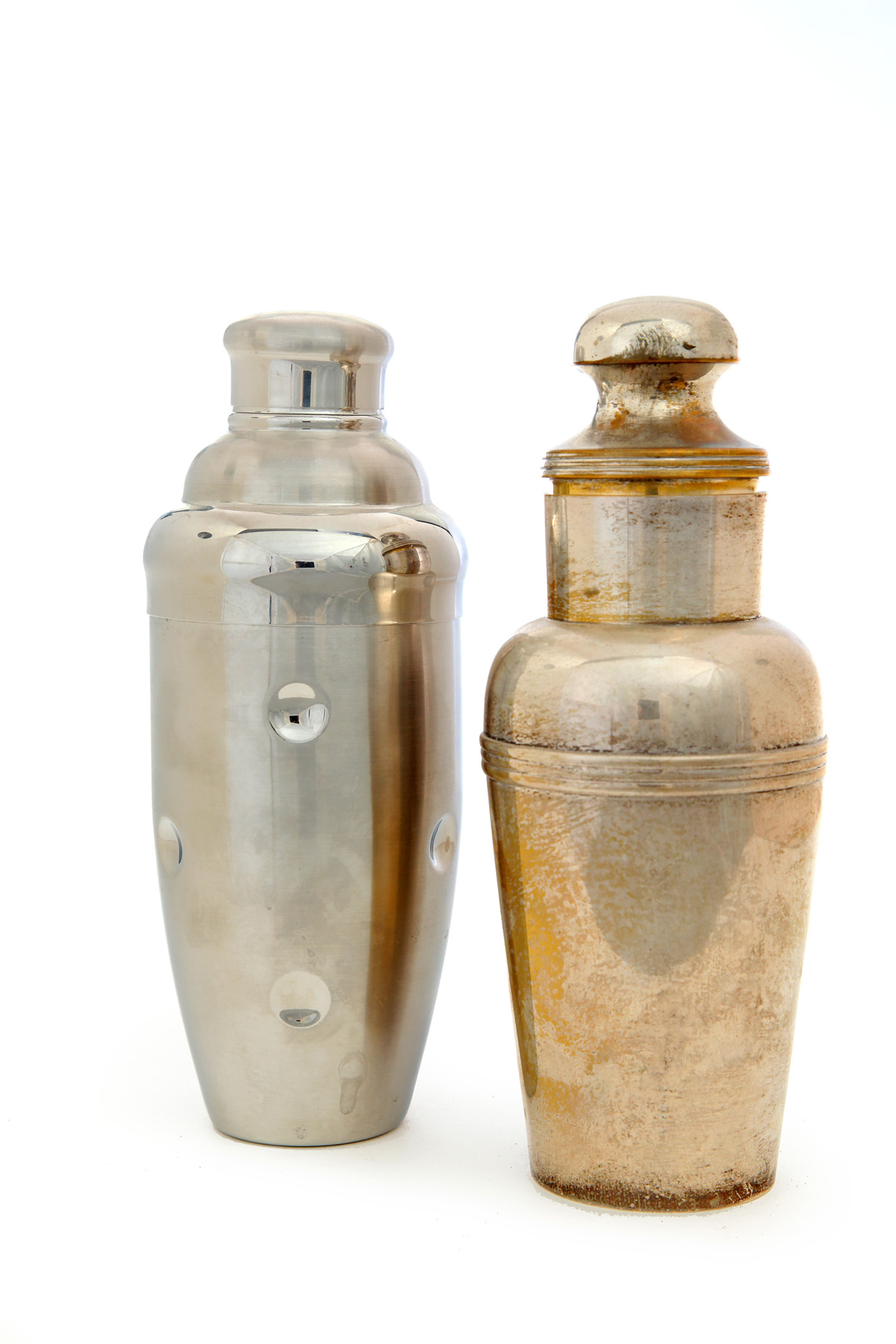 Appraisal: TWO COCKTAIL SHAKERS Second half- th century stainless steel Marquis