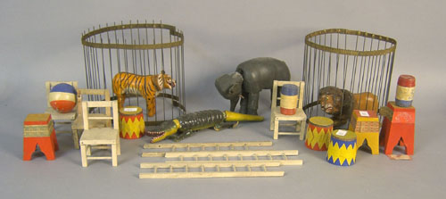 Appraisal: Large group of Schoenhut circus figures and accessories most animals