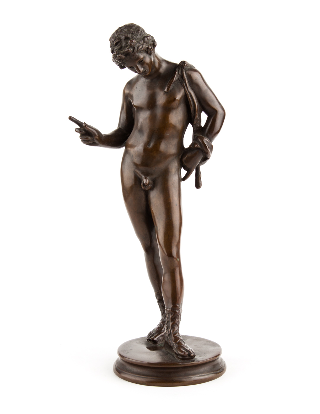 Appraisal: Classical style bronze sculpture modeled as standing young male nude