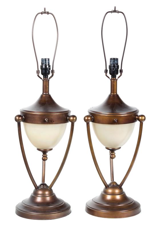 Appraisal: Sale Lot A Pair of Bronzed Metal Table Lamps th