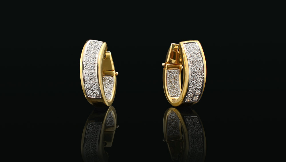 Appraisal: K DIAMOND INSIDE OUT HOOP EARRINGS round brilliant cut diamonds