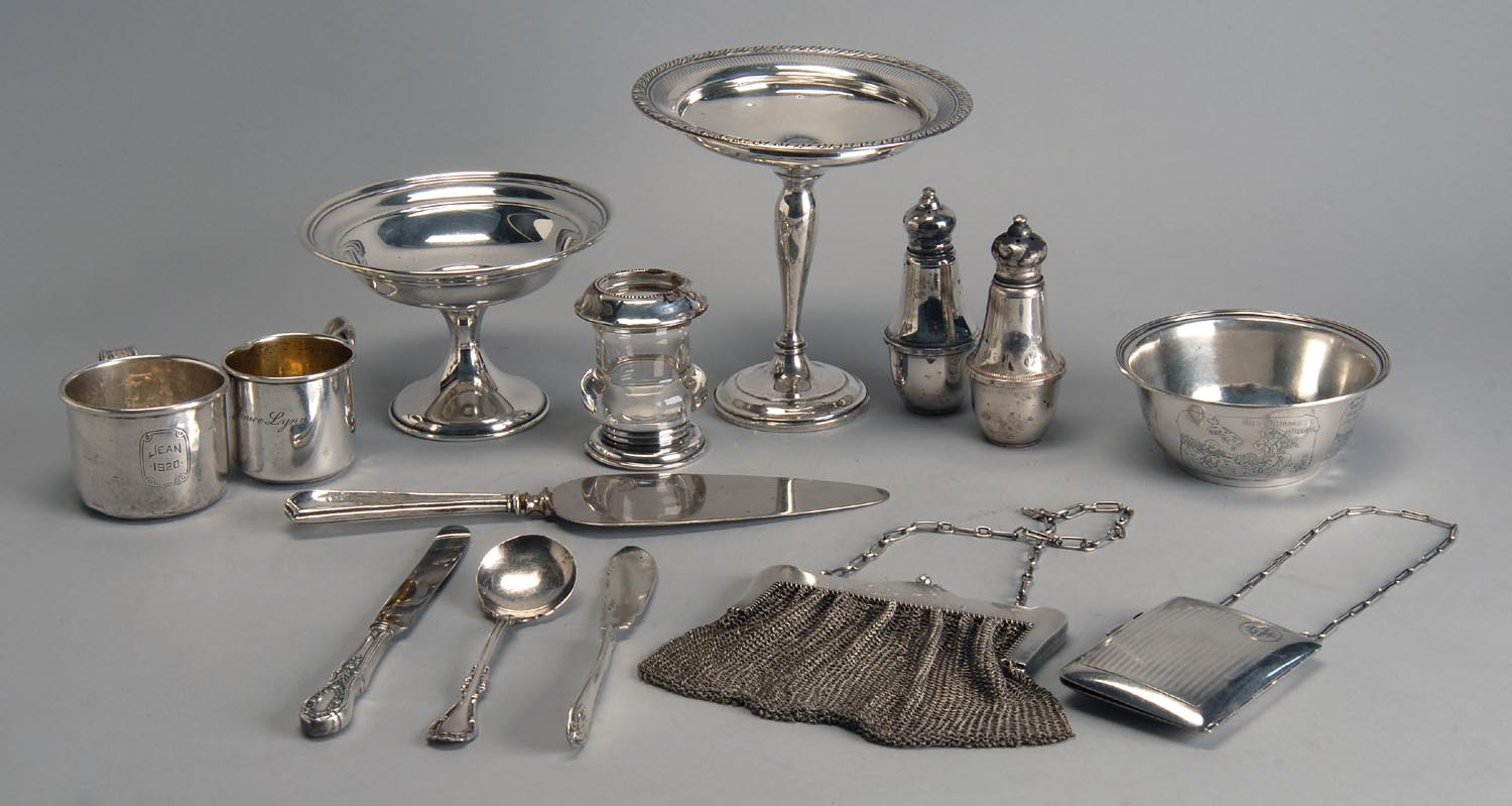 Appraisal: FOURTEEN STERLING SILVER AND SILVER PLATED ITEMS by various makers