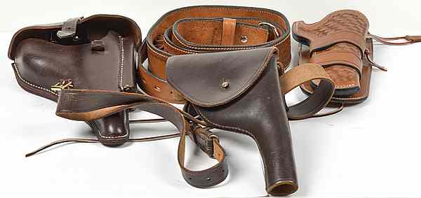 Appraisal: Holsters Lot of Three Reproduction German Luger holster with takedown