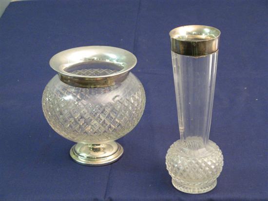 Appraisal: Edward VII Walker Hall silver mounted cut glass vase of