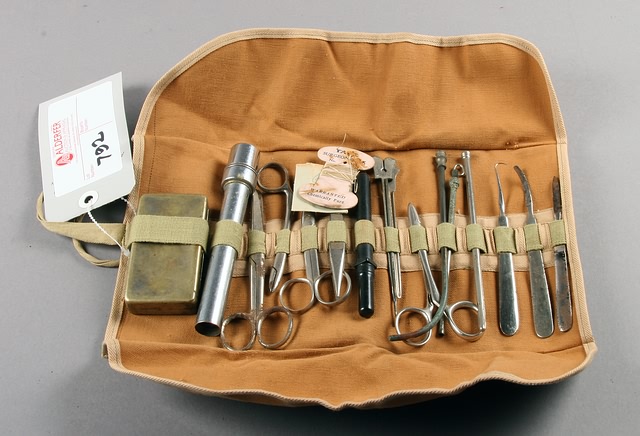 Appraisal: US Surgical Kit Case Case marked US contains tools hypodermic