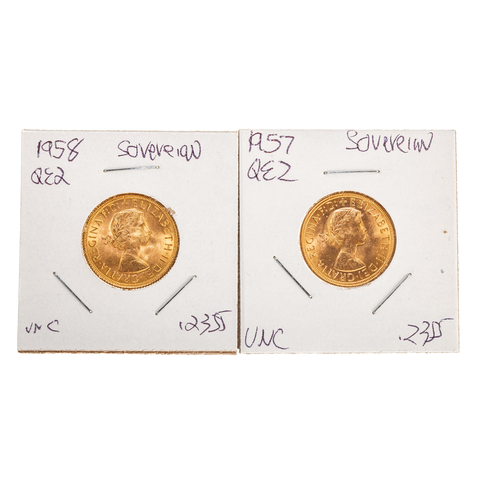 Appraisal: TWO QUEEN ELIZABETH II GOLD SOVEREIGNS UNC AGW -