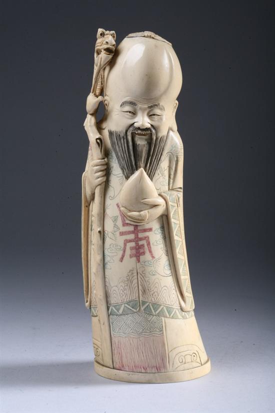 Appraisal: CHINESE IVORY FIGURE OF IMMORTAL th century - in high