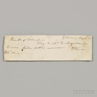 Appraisal: Key Francis Scott - Autograph Check Signed Georgetown May Small