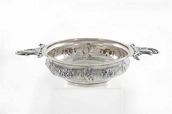 Appraisal: Continental silver double-handle porringer possibly French or German th century