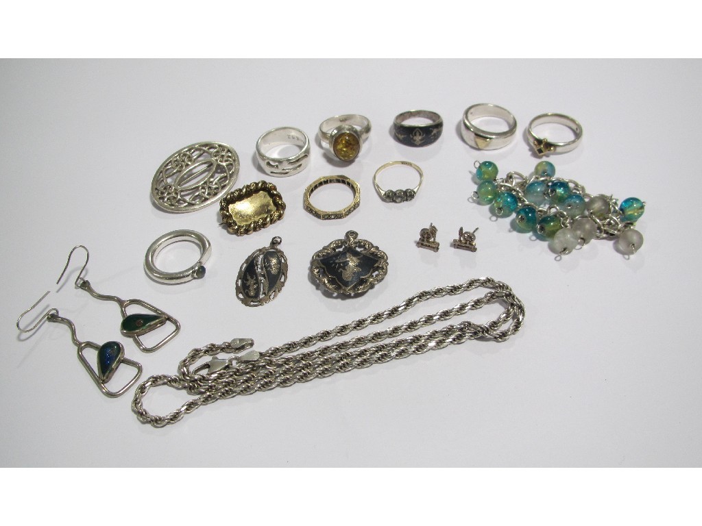 Appraisal: Lot of mostly silver pieces to include earrings rings bracelet