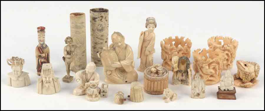 Appraisal: COLLECTION OF IVORY AND BONE CARVINGS Condition No Specific Condition