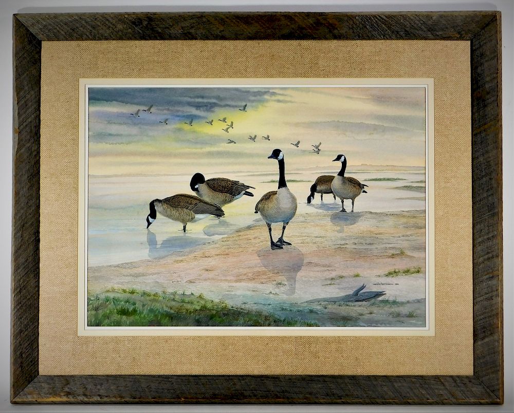 Appraisal: Ward E Herrmann Canadian Geese WC Painting Ward E Herrmann