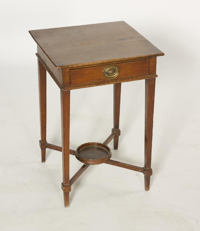 Appraisal: GEORGE III MAHOGANY OCCASIONAL TABLE alterations square top above a