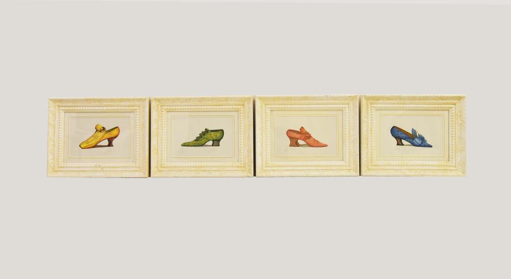 Appraisal: SET OF FOUR WATERCOLORS OF VICTORIAN SHOESModern signed Each in