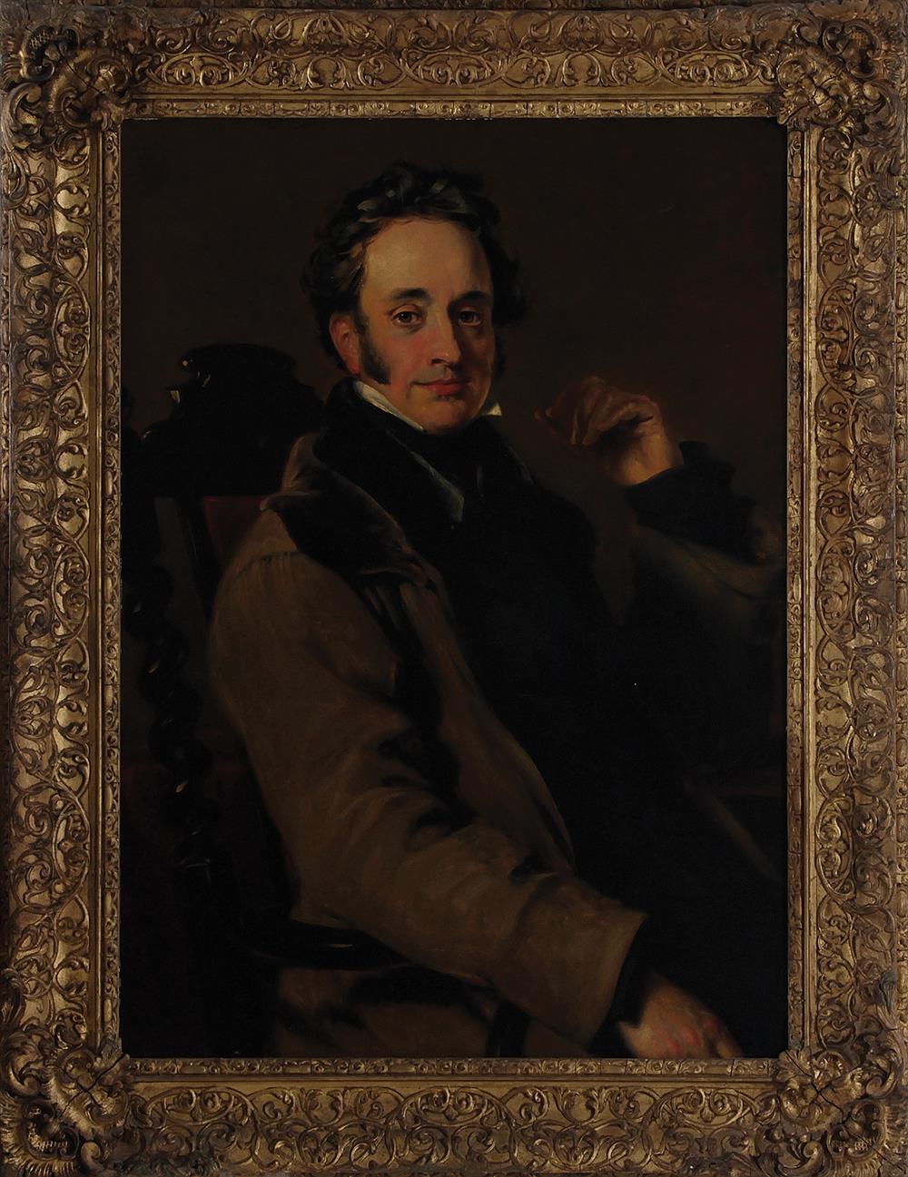 Appraisal: British school late th century PORTRAIT OF GENTLEMAN IN OVERCOAT