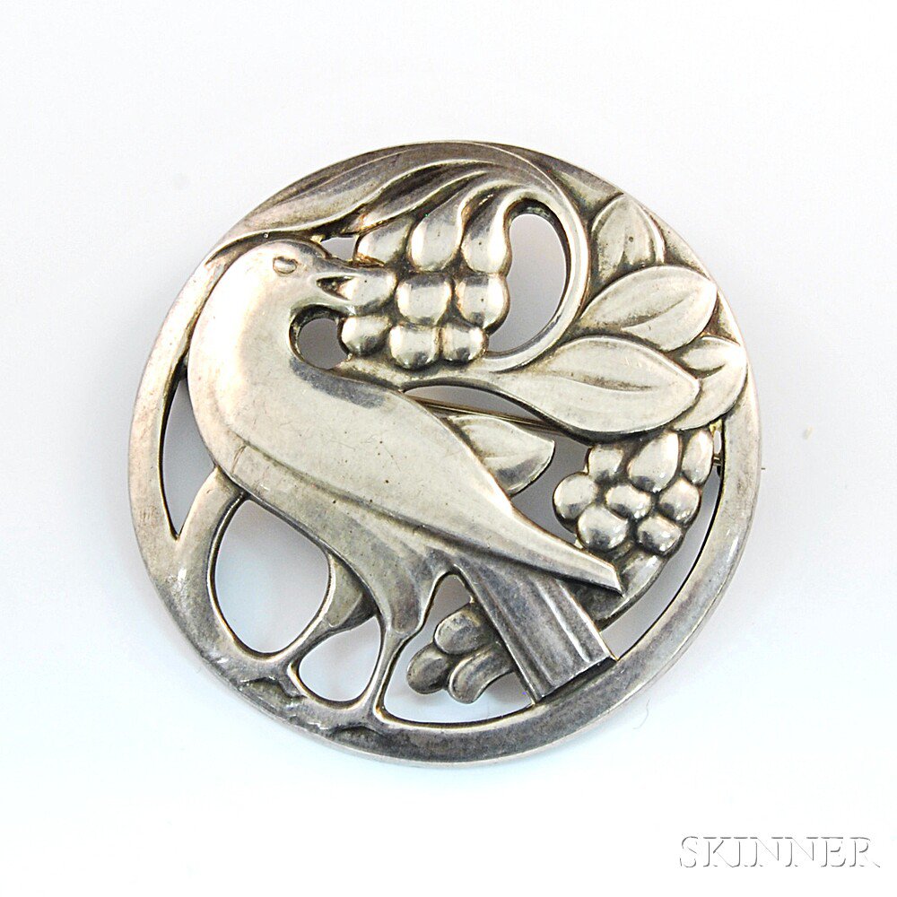 Appraisal: Large Georg Jensen Sterling Silver Bird Brooch Copenhagen post- the