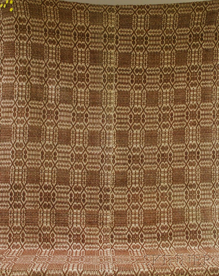 Appraisal: Brown and White Woven Wool Coverlet x in