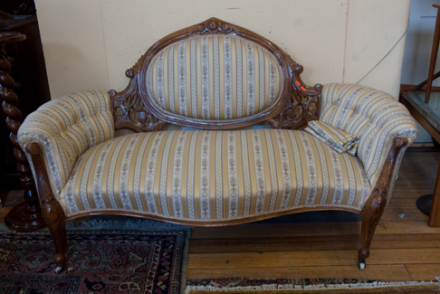 Appraisal: VICTORIAN WALNUT FRAMED SETTEE