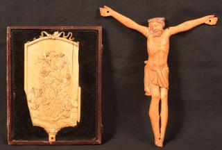 Appraisal: Two Religious Carved Ivory Items Note Change This lot will